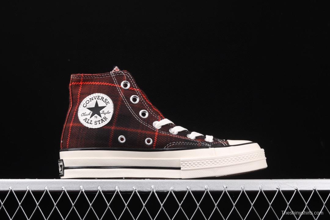 Converse 70s Plaid Scottish plaid fresh vintage casual board shoes 166496C