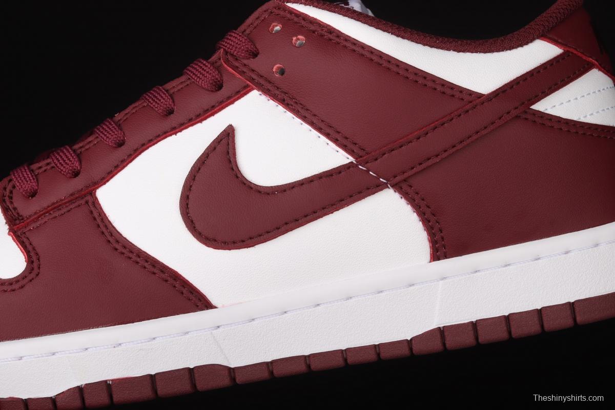 NIKE SB DUNK Low Prm wine red and white color SB buckle rebound fashion leisure board shoes DD1503-108