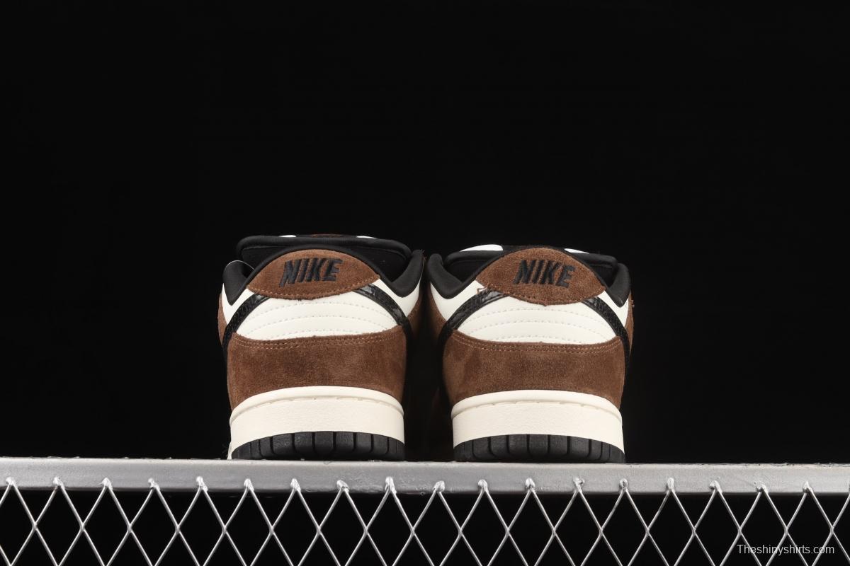 NIKE SB DUNK Low Pro Trail End Brown turn hair brown, white and black snake pattern dunk series low side leisure sports skateboard shoes 304292-102