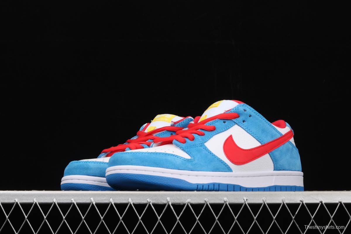 NIKE SB DUNK Low Doraemon robot cat theme color matching low upper skateboard shoes 819674-420