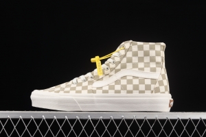 Vans SKate SK8-Hi milk brown plaid high-top professional skateboard shoes VN0A4U169F01