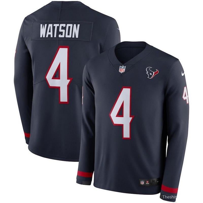 Men's Deshaun Watson Black Therma Long Sleeve Player Limited Team Jersey