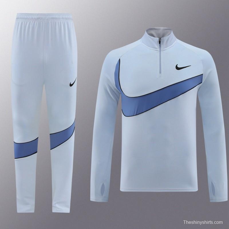 2024 Nike Light Blue Half Zipper Jacket+Pants