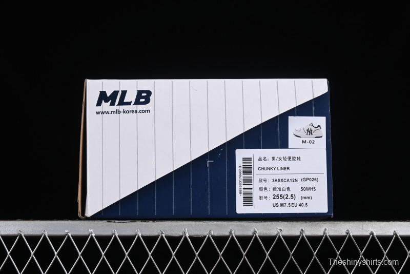 New York Yankees Chunky Liner Basic Thick Sole Platform Sneakers with 6cm Height Increase - 3ASXCA12N50WHS