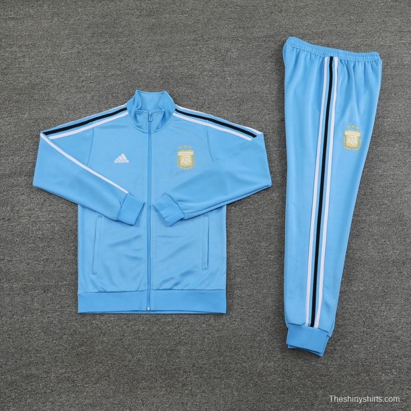 2024 Argentina Blue Full Zipper Jacket +Long Pants