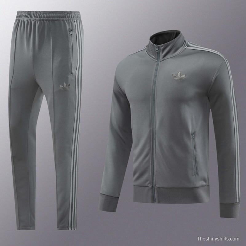 24/25 Adidas Original Grey Full Zipper Jacket +Long Pants