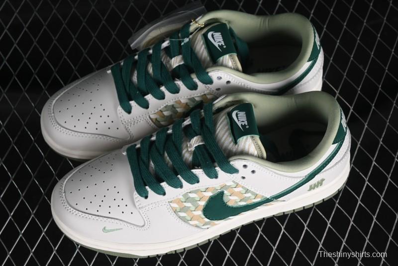 Nike SB Dunk Low UN Collaboration - White Green Swoosh Anniversary Custom Low-Top Casual Skate Shoes - DQ1098-359