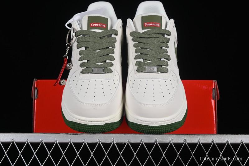 Supreme x Nike Air Force 1'07 Low Beige Green Casual Sneakers with Zoom Air Cushion - HD1968-008