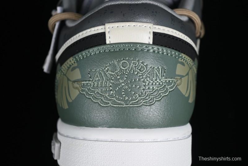 Nike Air Jordan 1 Low Customized Panda Mischief Jungle Adventure Casual Sneakers - 553558-040