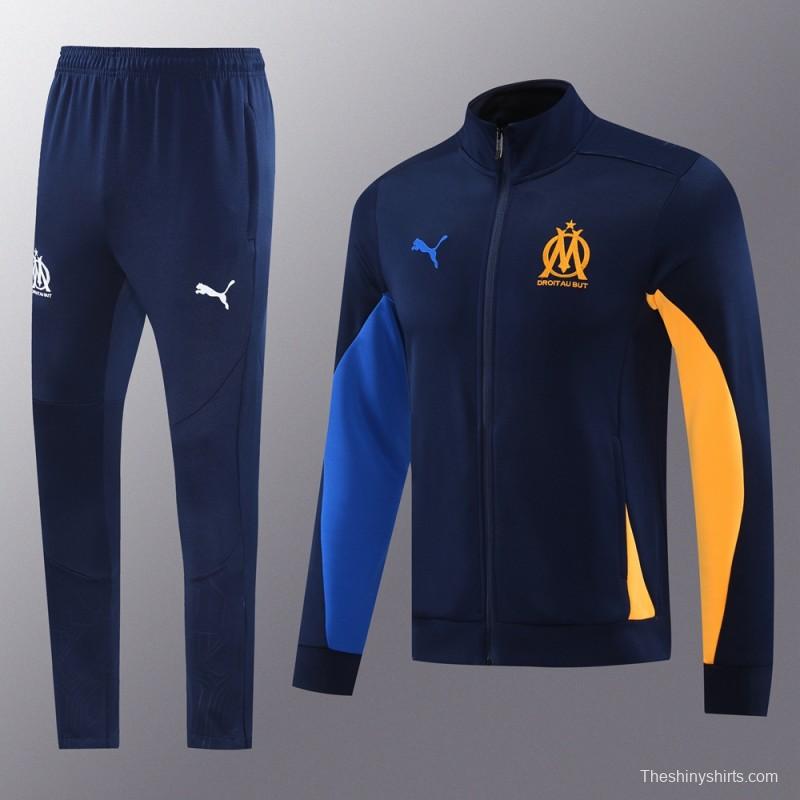 24/25 Olympique Marseille Navy Full Zipper Jacket +Long Pants