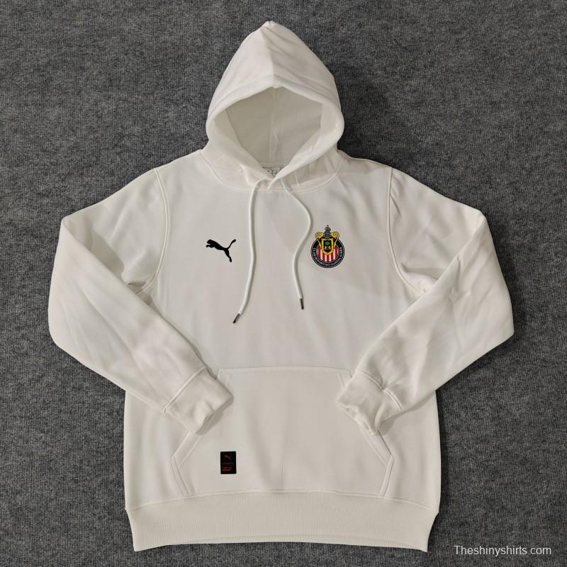 24/25 Chivas Guadalajara Navy/Red/Black/Beige/Grey Hoodie WIth Black Badge