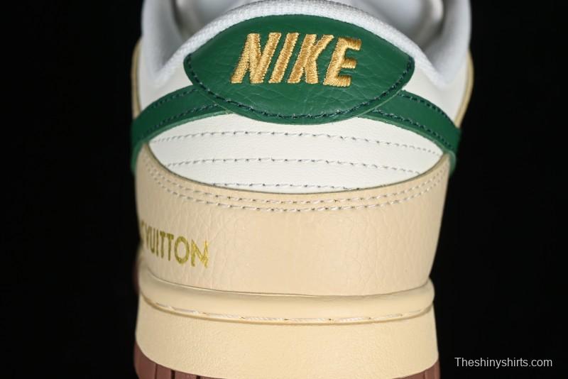 Nike SB Dunk Low LV Collaboration - Beige Green Anniversary High-End Custom Low-Top Casual Skate Shoes - LV6188-003
