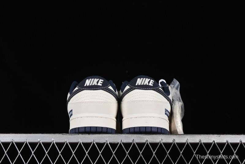 Nike SB Dunk Low Supreme Collaboration - Dark Blue Canvas Anniversary High-End Custom Low-Top Casual Skate Shoes - BB6698-511