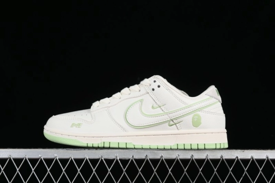 Nike SB Dunk Low Bape Collaboration - Apple Green Anniversary High-End Custom Low-Top Casual Skate Shoes - CF3688-010