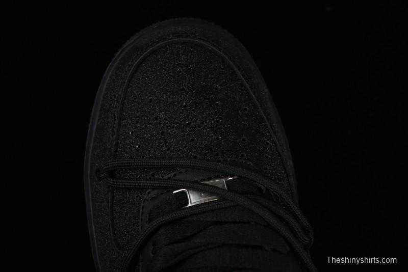 Nike Air Force 1 '07 Low Cleanfit High Street Retro Style All Black Star-Studded Diamond Accents Lace-Up Low-Top Casual Sneakers - ZH0316-030