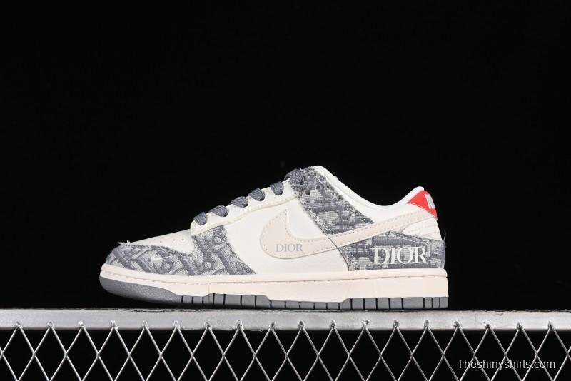 Nike SB Dunk Low Dior Collaboration - Suede Gray Anniversary High-End Custom Low-Top Casual Skate Shoes - XY1688-004