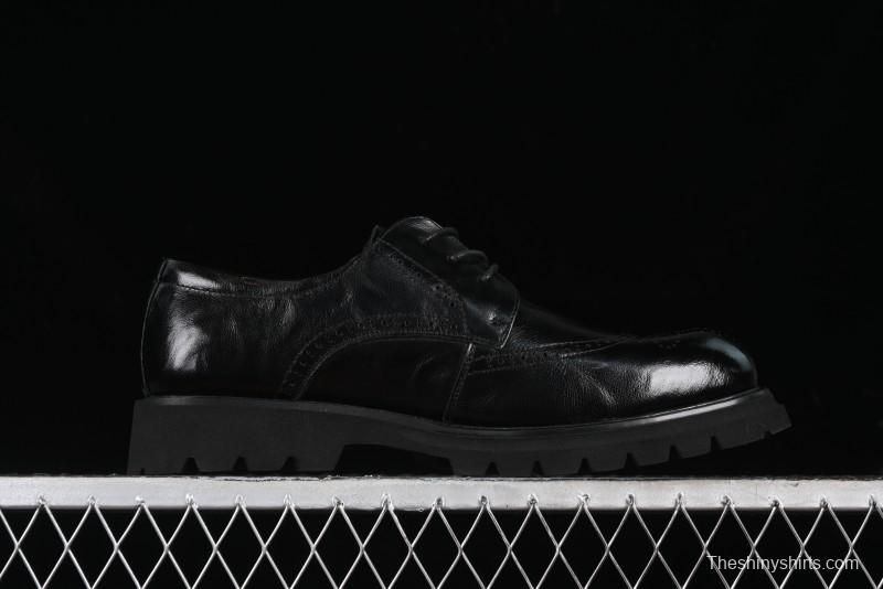 Ecco Block Brogue Business Derby Round Toe Genuine Leather Dress Shoes - 63667201001