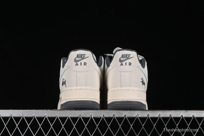 Nike Air Force 1 '07 Low Stussy Collaboration - Light Grey Double Swoosh Casual Sneakers - XZ6188-012