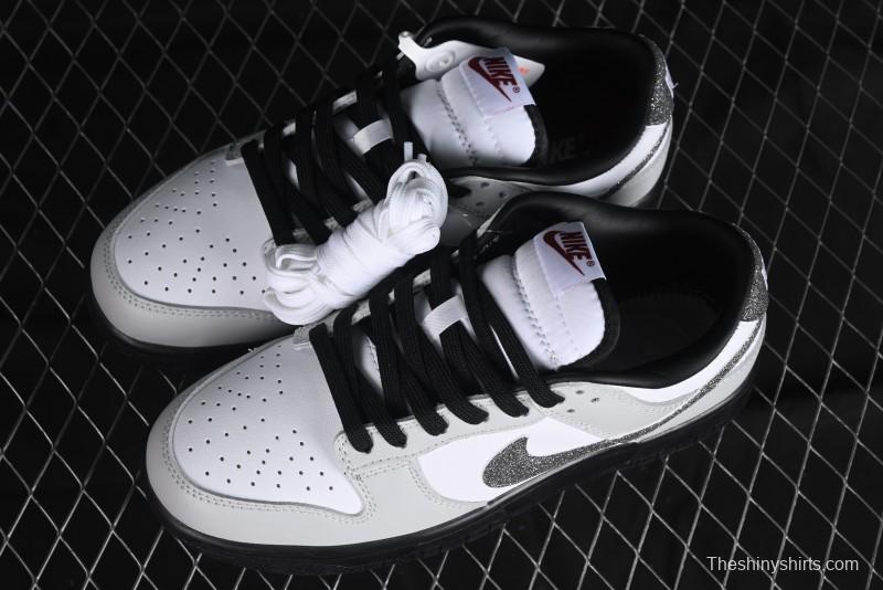 Nike Dunk Low "Glitter Swoosh" Light Silver SB Low-Top Casual Skate Shoes - HQ3462-191