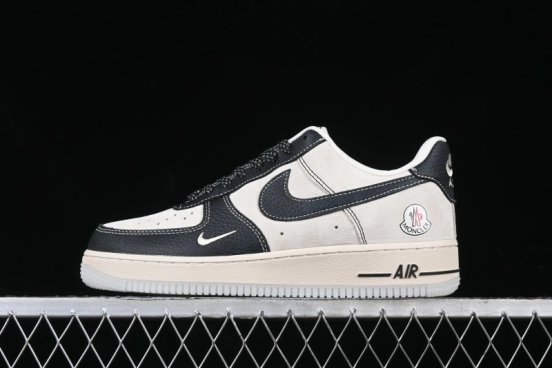 Nike Air Force 1 '07 Low Moncler Collaboration - Black Lychee Grain Pigskin Low-Top Casual Sneakers - CH6336-514