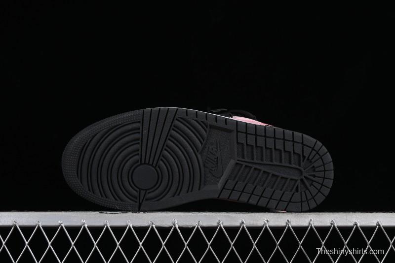 Nike Air Jordan 1 Low AJ1 Retro Basketball Shoes with Black Pink Bow Design - DX4374-008