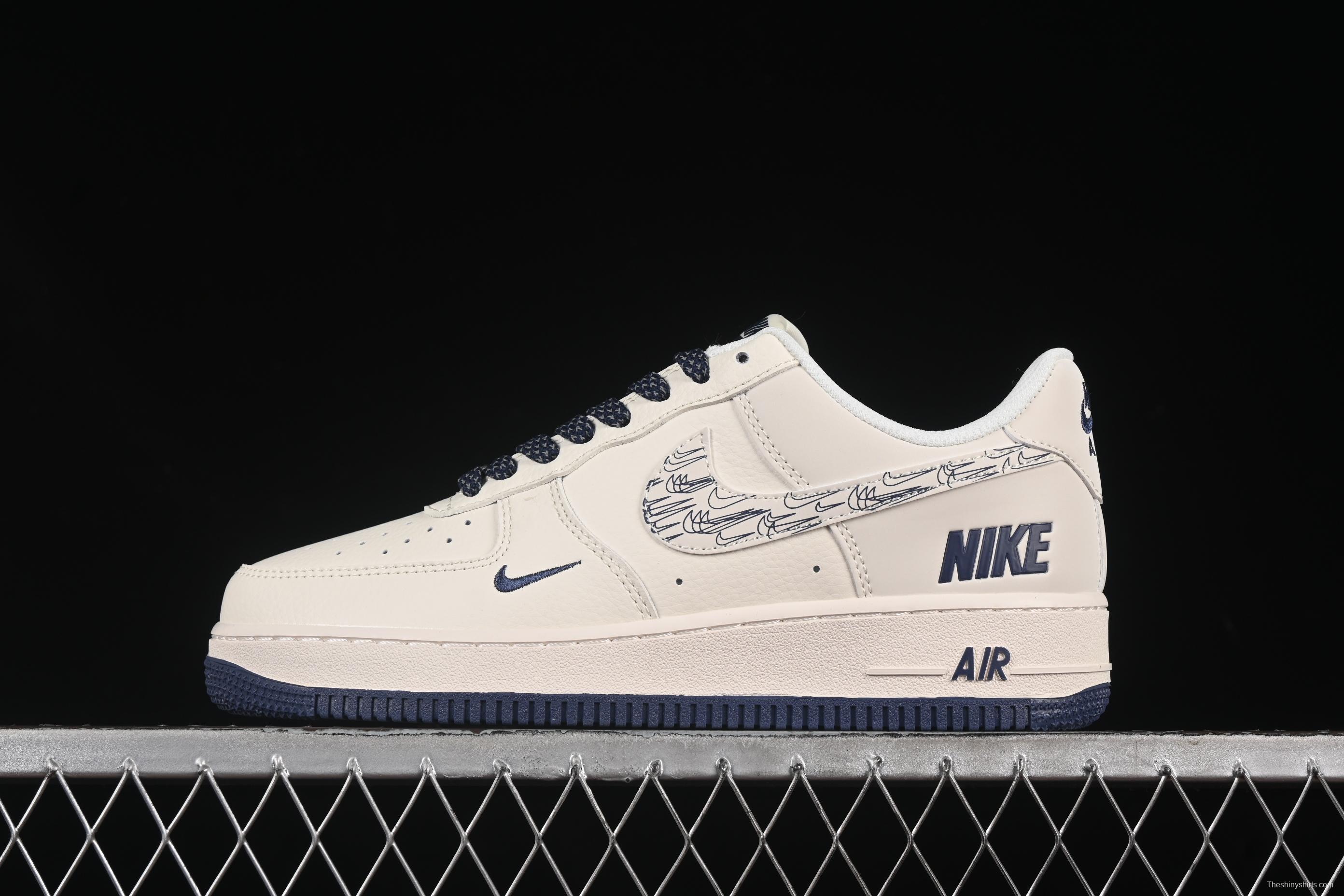Nike Air Force 1'07 Low Collaboration Sneakers in Dark Blue with Mini Swoosh Logo - HH7518-047