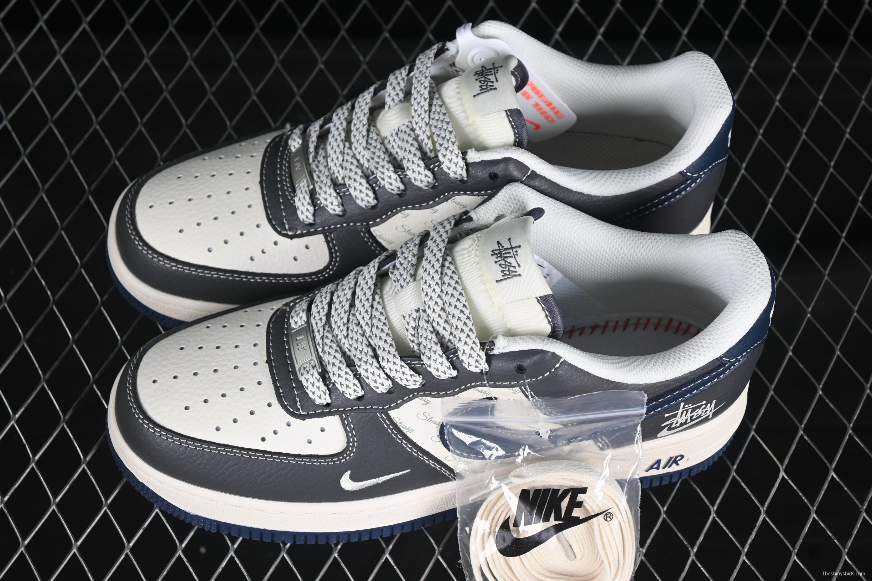 Nike Air Force 1 '07 Low Stussy Collaboration Navy Grey Casual Sneakers - XS1958-519