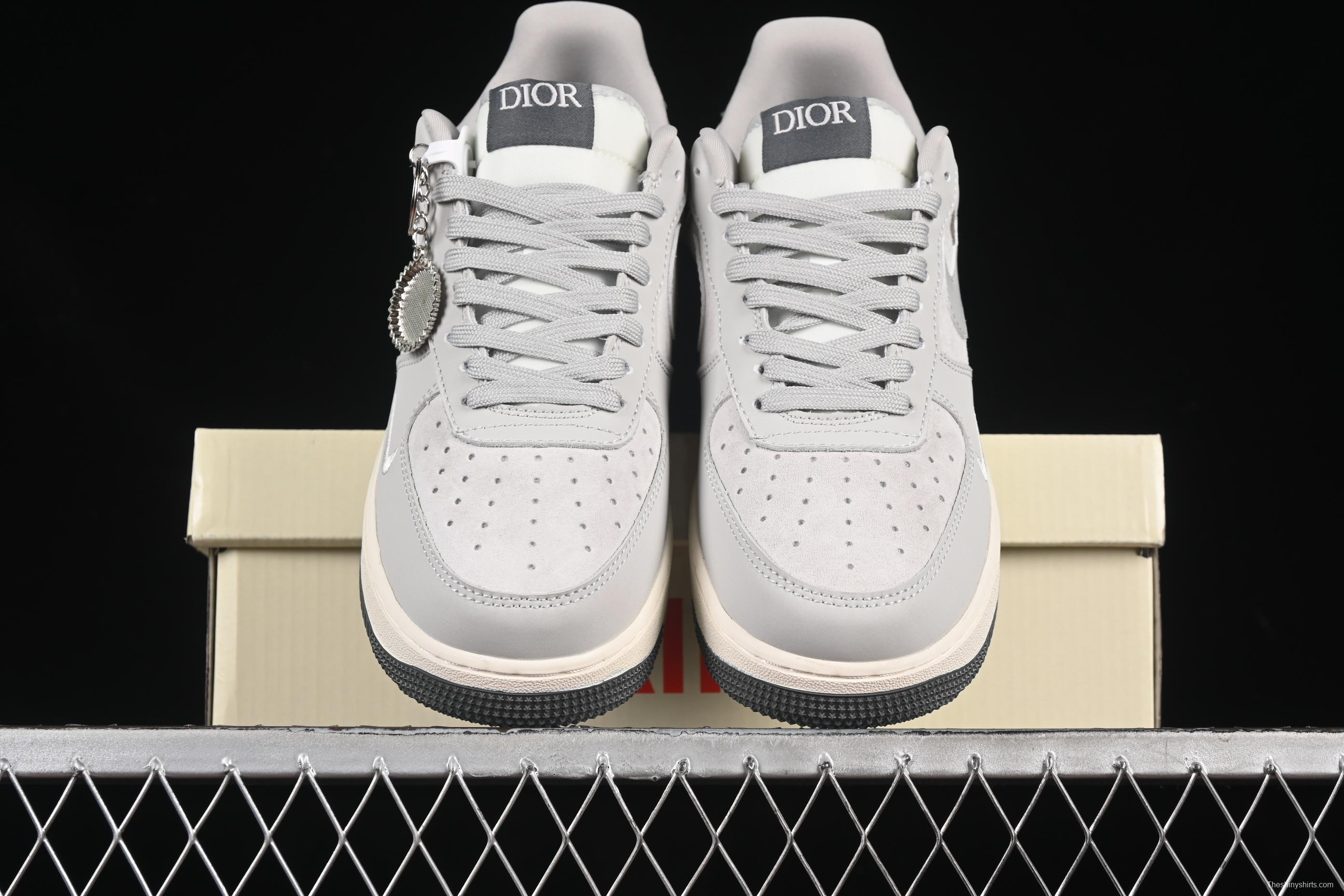 Nike Air Force 1 '07 Low Dior Collaboration Classic Gray Low-Top Casual Sneakers - DF0188-041