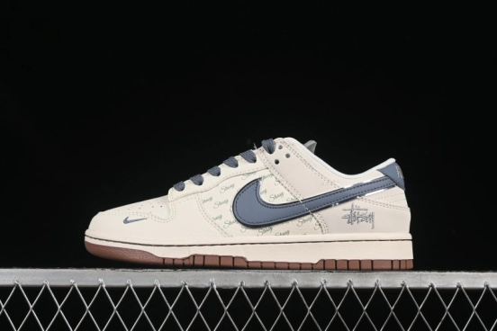 Nike SB Dunk Low Stussy Light Blue Brown Anniversary Custom Low-Top Casual Skate Shoes - ZH2598-247