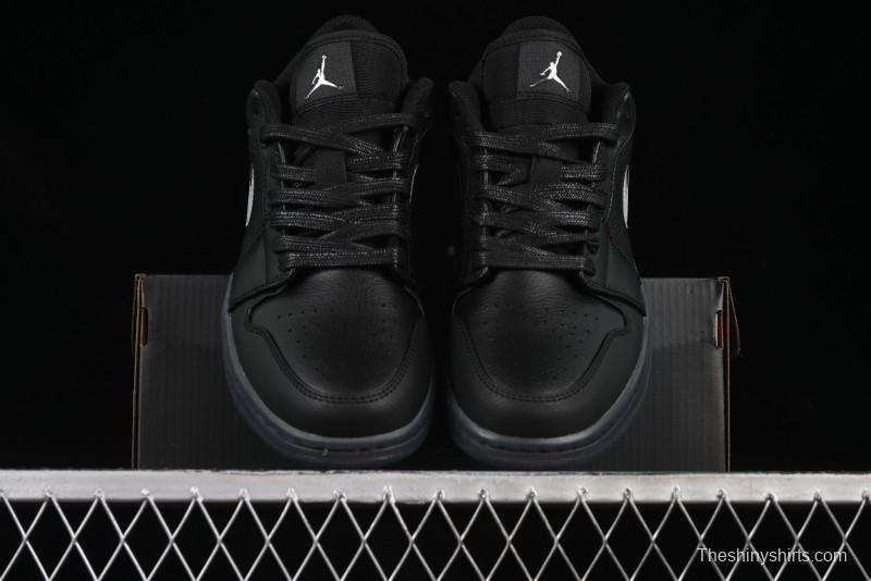 Nike Air Jordan 1 Low AJ1 Basketball Shoes Black White Canvas Leather Panel - HV5968-001