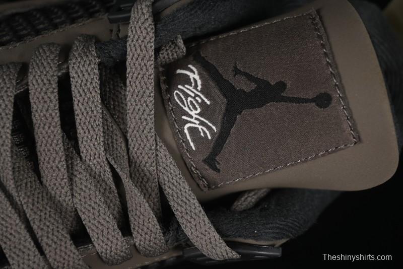Nike Air Jordan 4 Retro Sneakers in Cave Stone Brown Suede with Black Mesh - FV5029-200