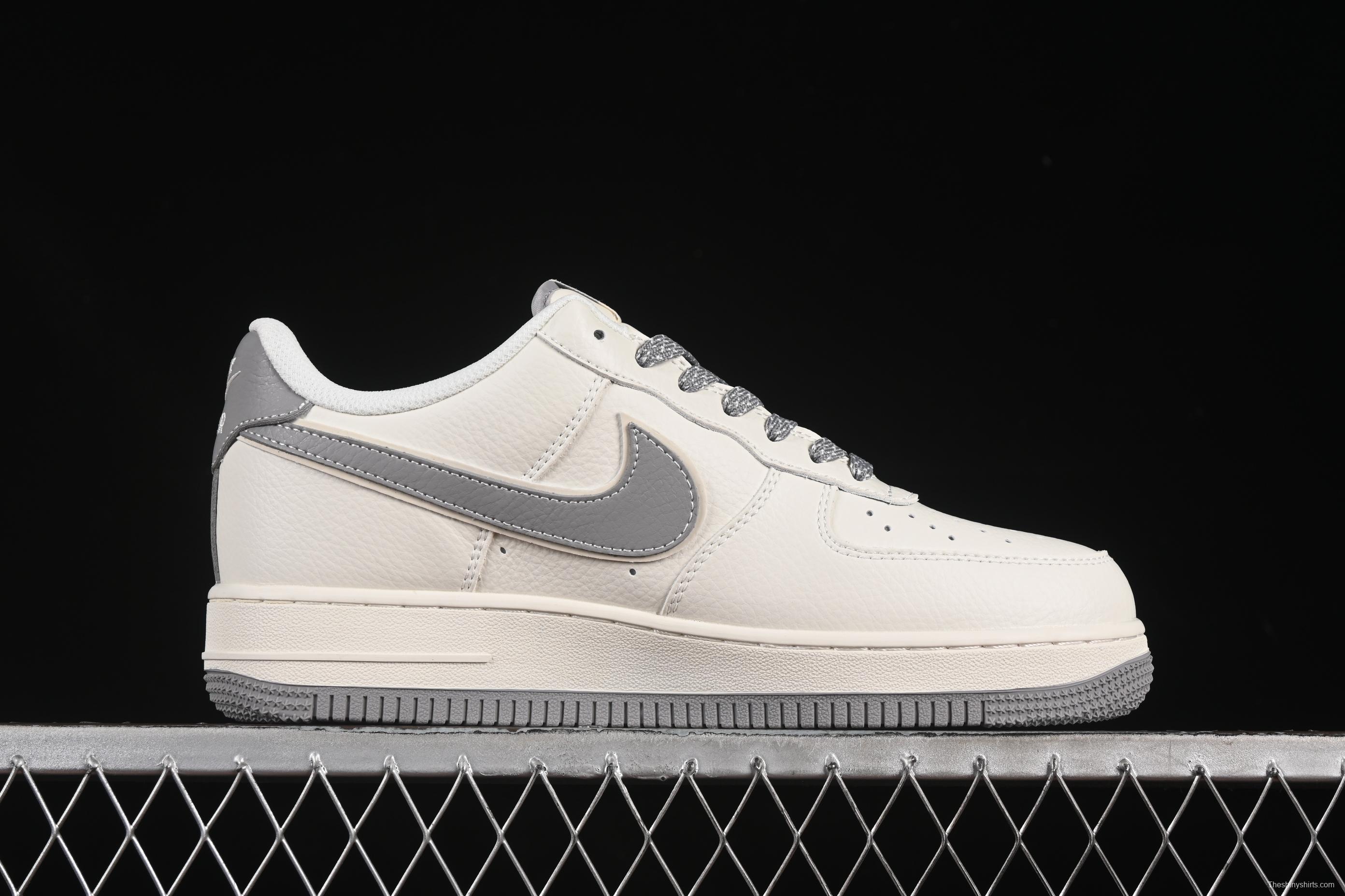 Nike Air Force 1'07 Low Stussy Collaboration Grey Swoosh Grey Base Red Label Casual Sneakers - CS5288-008