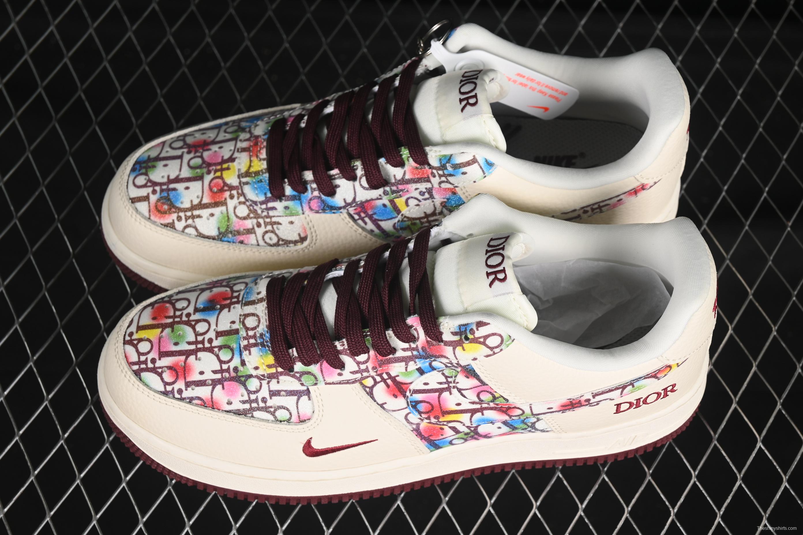 Nike Air Force 1'07 Low Dior Collaboration Floral Embroidery Casual Sneakers - DF0188-063