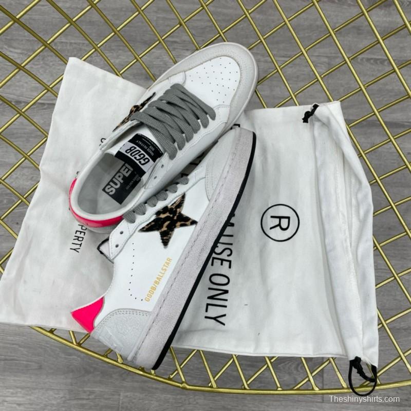 2024 Unisex GGDB White Pink Leopard Print Leather Suede Low Top Sneakers MJ00260