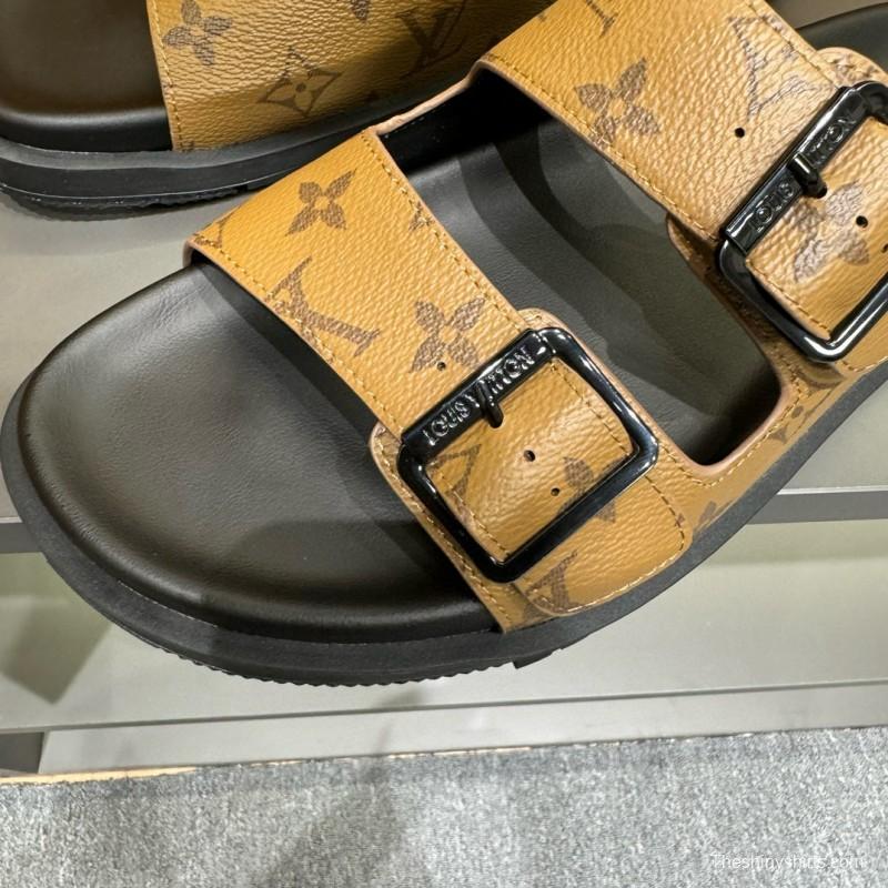 2024 Slippers Louis Vuitton brown leather Slippers