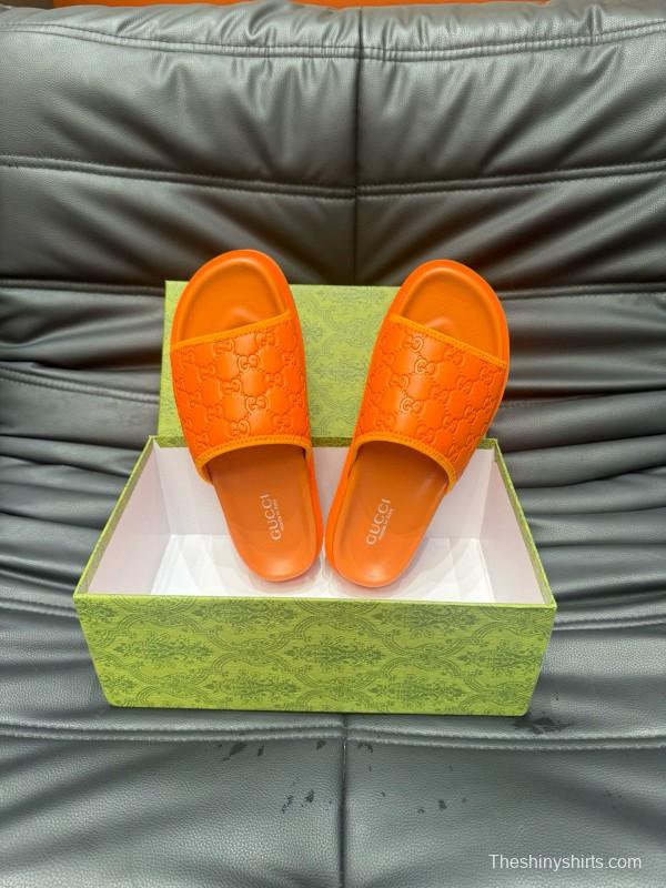 2024 Slippers Gucci Orange Rubber Slippers MJ00200