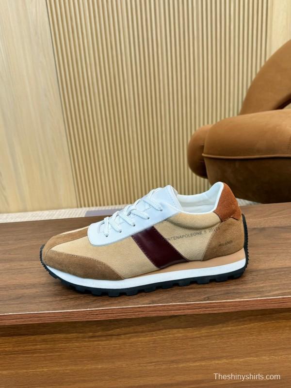 2025 Men HOGAN Beige White Burgundy Suede Leather Sneakers