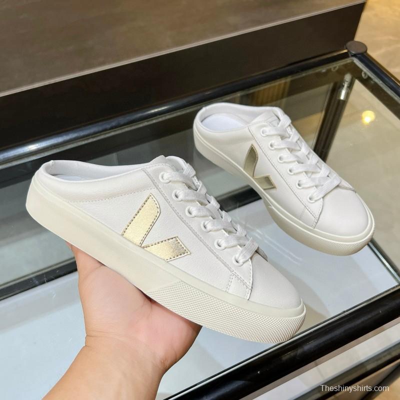 2025 Women VEJA White Canvas Leather Sneakers Slip-On Casual MJ00240