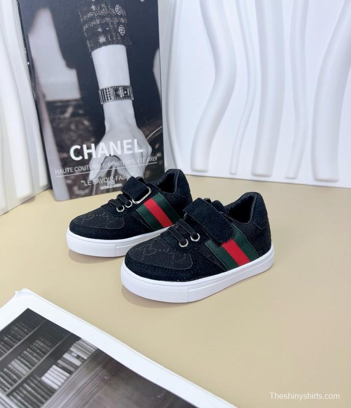 2024 Kids Gucci Brown Green Canvas Sneakers
