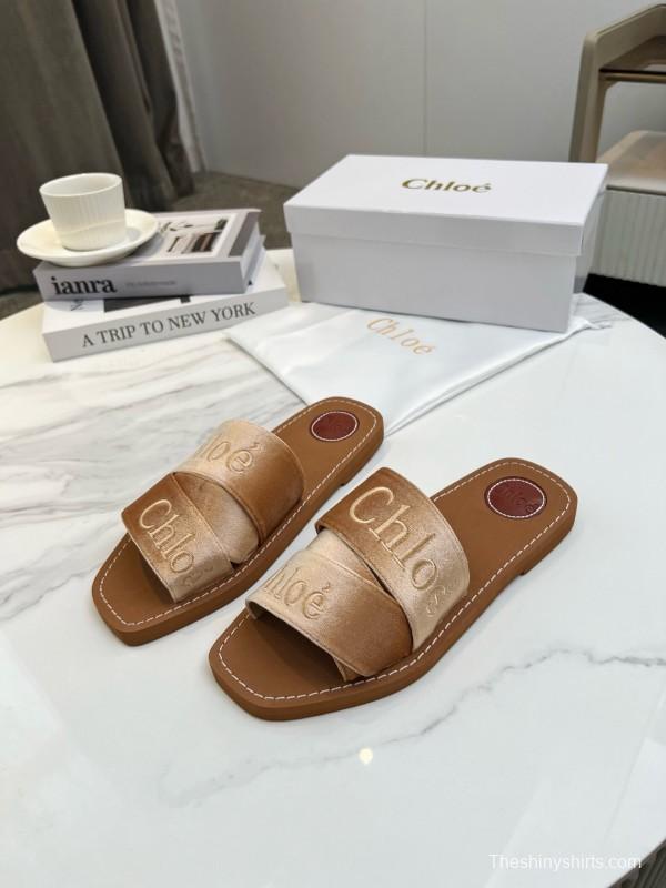 2025 Women Chloé Brown Leather Slippers LY00200