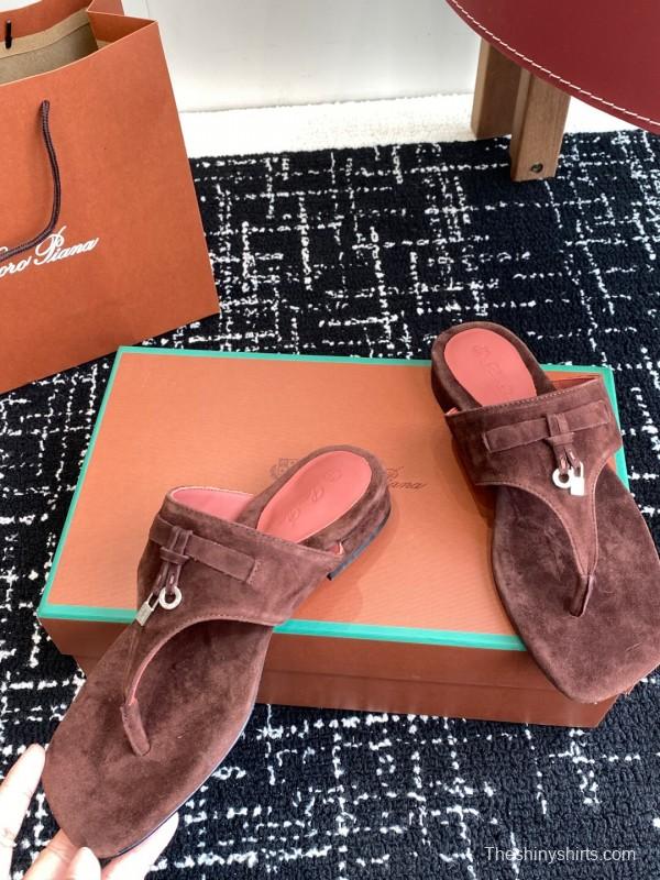 2025 Women Le Parmentier Brown Suede Slippers KFY00280