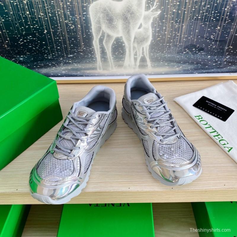 2025 Unisex Bottega Veneta Silver Grey Mesh TPU Runner Sneakers LY00310