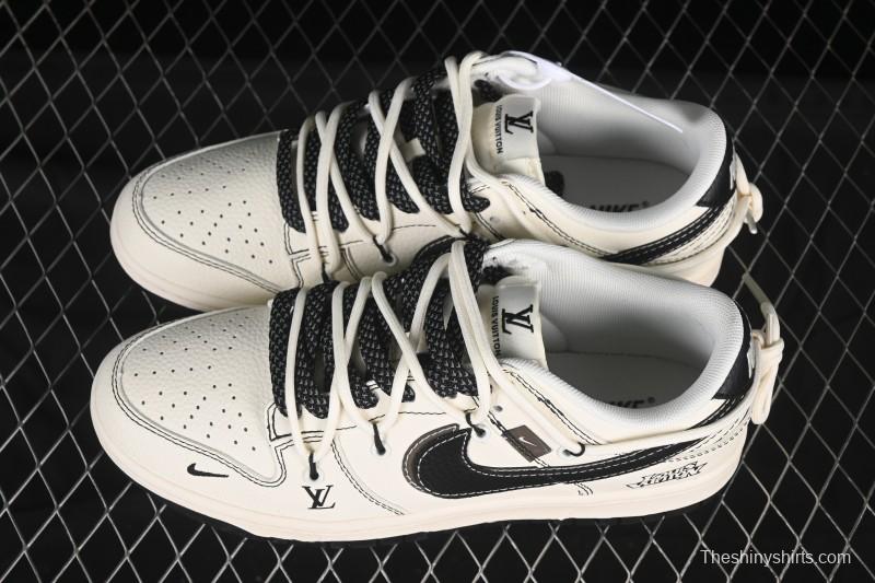 Nike SB Dunk Low LV Collaboration Strap Black Swoosh Anniversary High-End Custom Low-Top Casual Skate Shoes DM6868-076