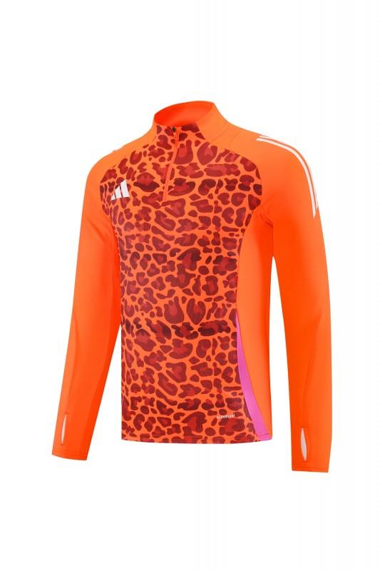 2025 Adidas Orange & Black with Leopard Print Pattern Half Zipper Jacket +Long Pants