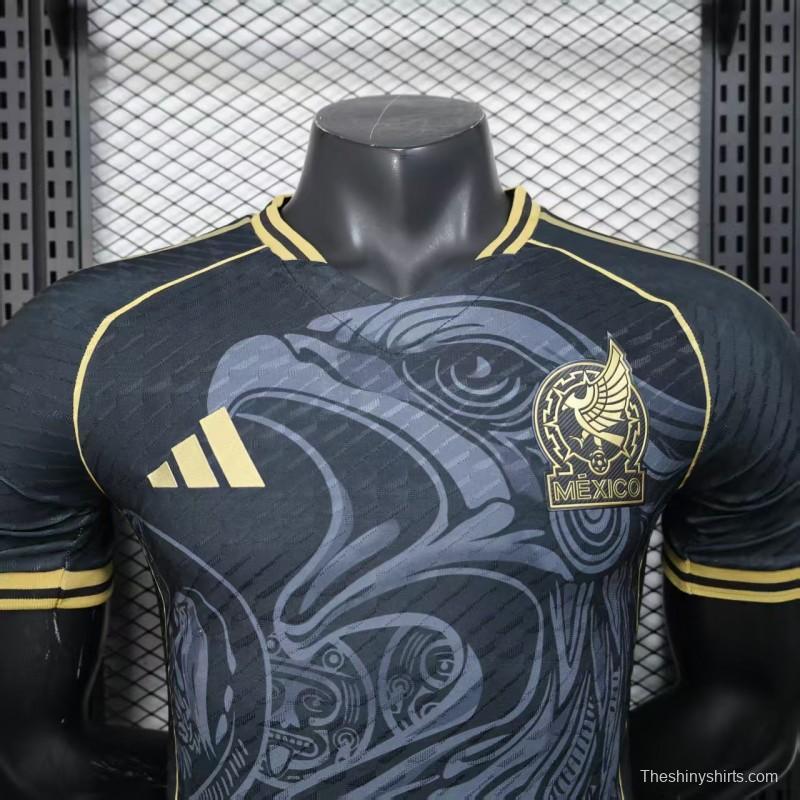 Player Version 2025 Mexico Black with Eagle Feather Pattern Jersey