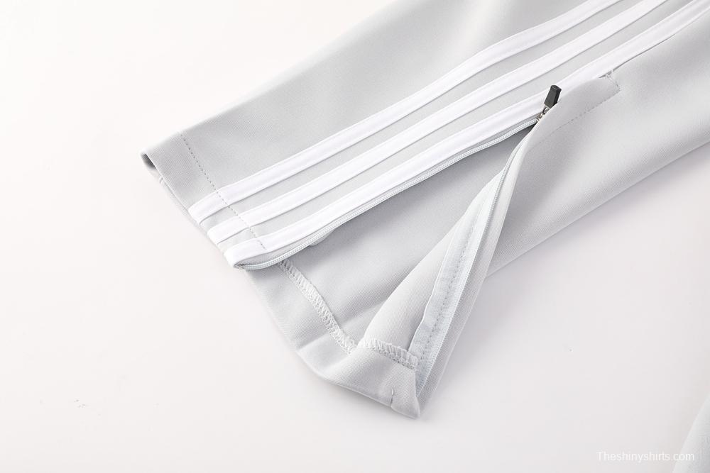 25/26 Real Madrid Grey/White Full Zipper Jacket + Long Pants