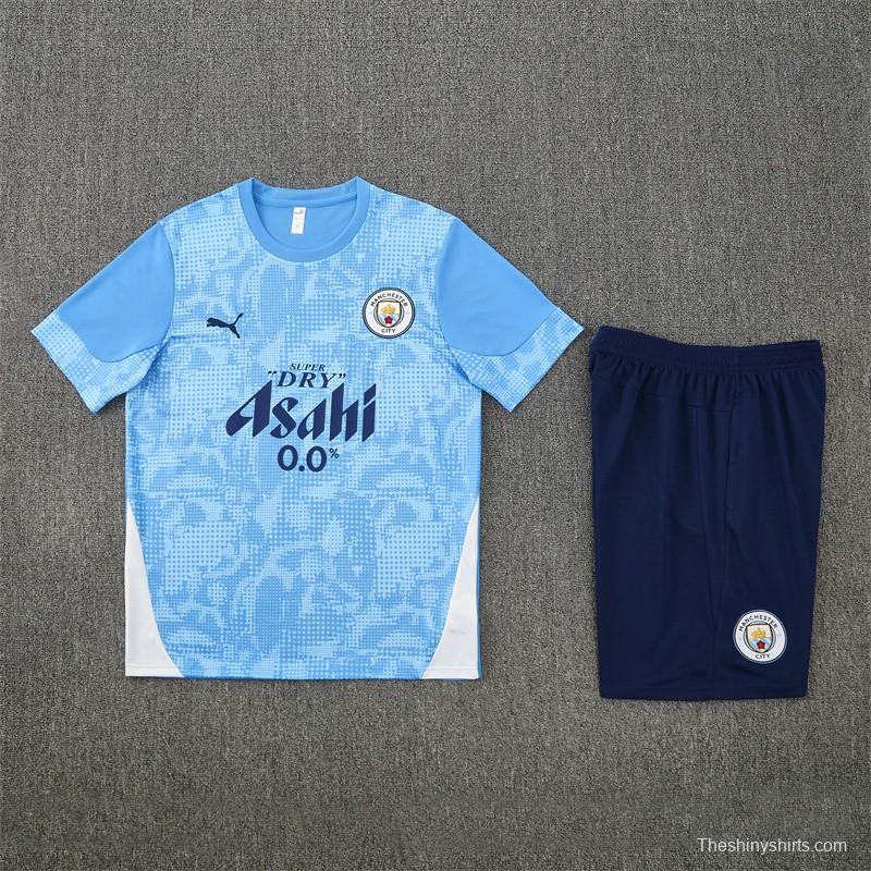 25/26 Manchester City Light Blue Camouflage with XS Short Sleeve+Soccer Shorts