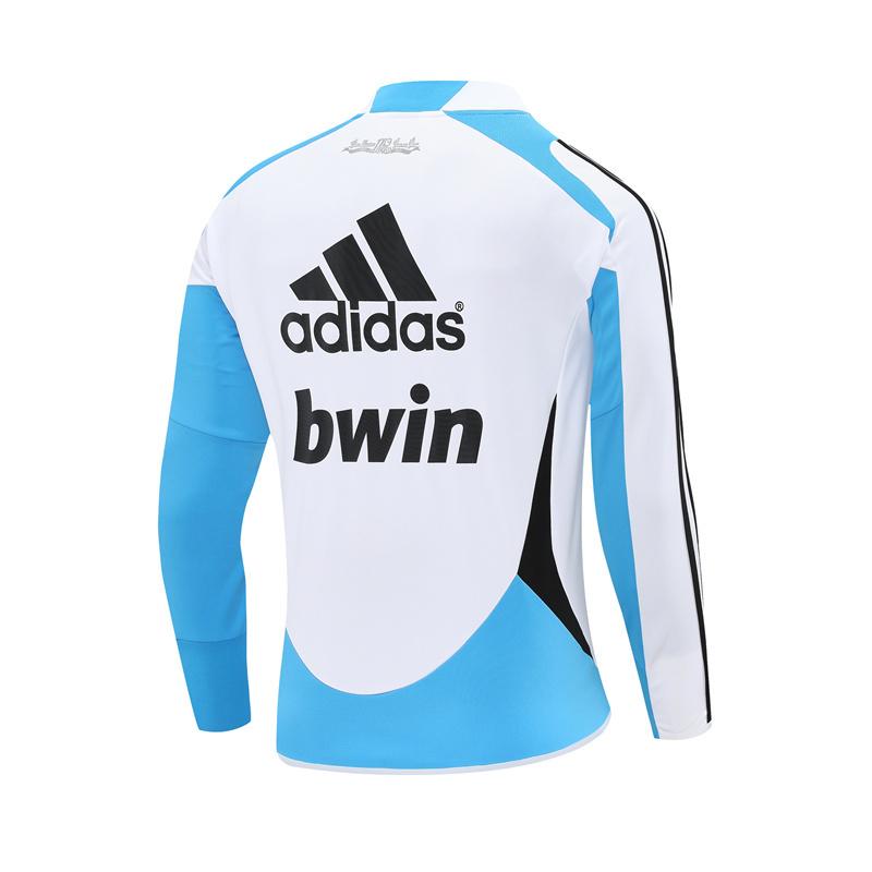 Retro 12/13 Real Madrid White/Blue Half Zipper Jacket+Long Pants