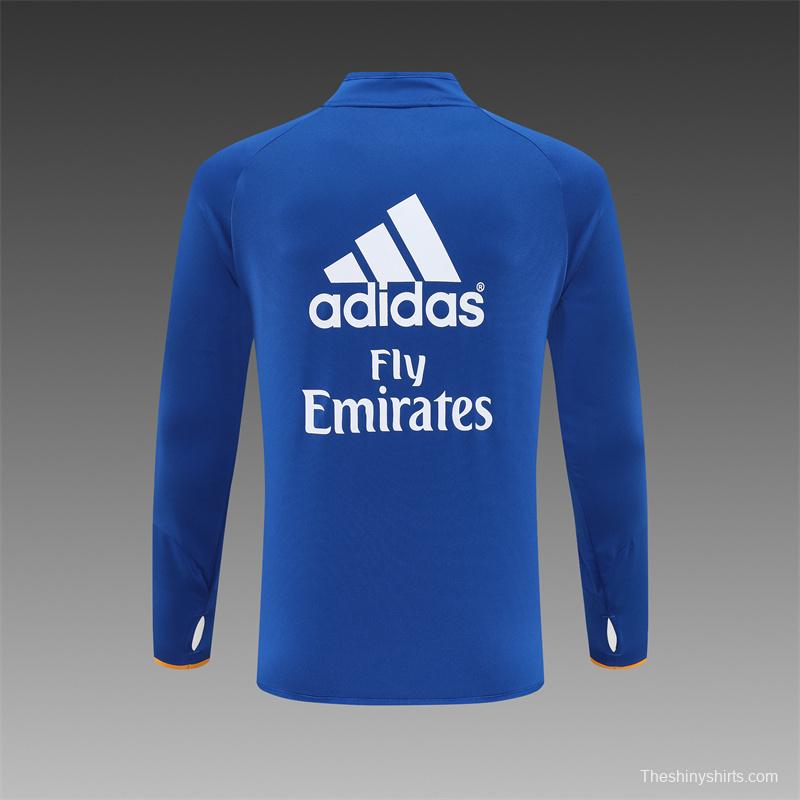 Retro 13/14 Real Madrid Color Blue Half Zipper Jacket+Long Pants