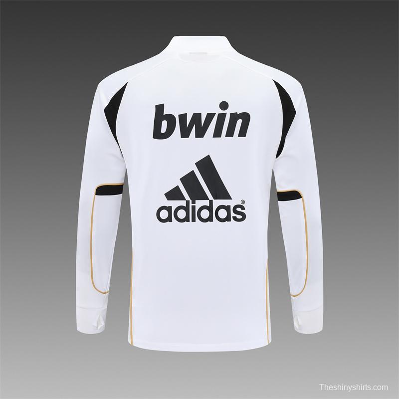 Retro 11/12 Real Madrid White Half Zipper Jacket+Long Pants